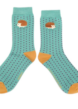 Ladie’s Bamboo Socks –  Embroidered Hedgehogs