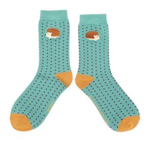 Ladie’s Bamboo Socks –  Embroidered Hedgehogs